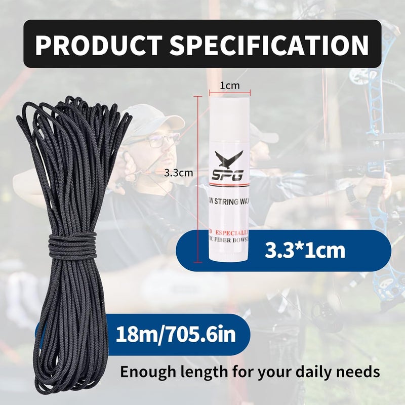 SP.G 59ft D Loop Material - Tear and Durable - Archery D Loop String for Compound Bow Withstand 200lbs Bow Release D Loop String with Bow String Wax Bowstring Maintenance Tools - Image 2